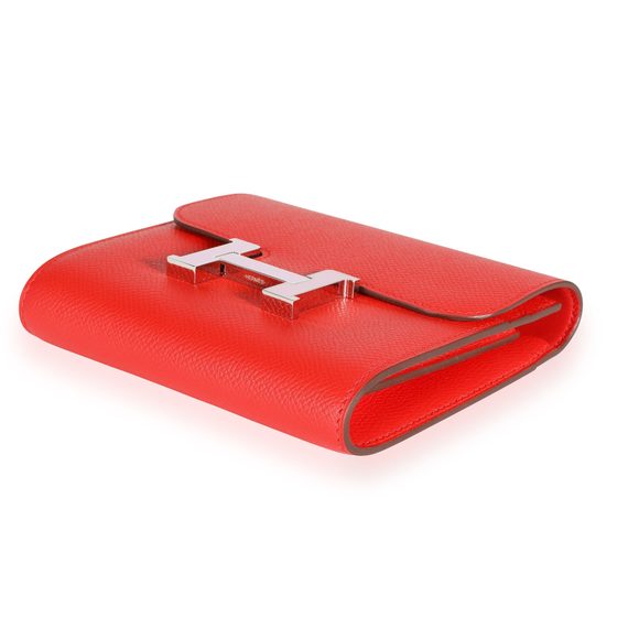 Hermès Rouge De Coeur Epsom & Rose Sakura Enamel Compact Constance Wallet PHW - Picture 6 of 8